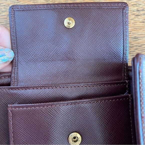 Louis Vuitton Red/Sepia Monogram Lin Porte-Tresor Canvas & Leather Wallet w/COA. - Picture 13 of 15